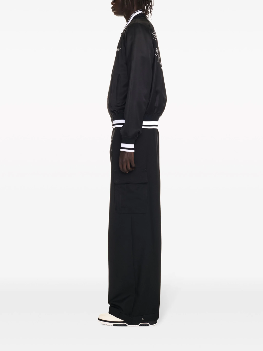 Black Embroidered Logo Bomber Jacket 3