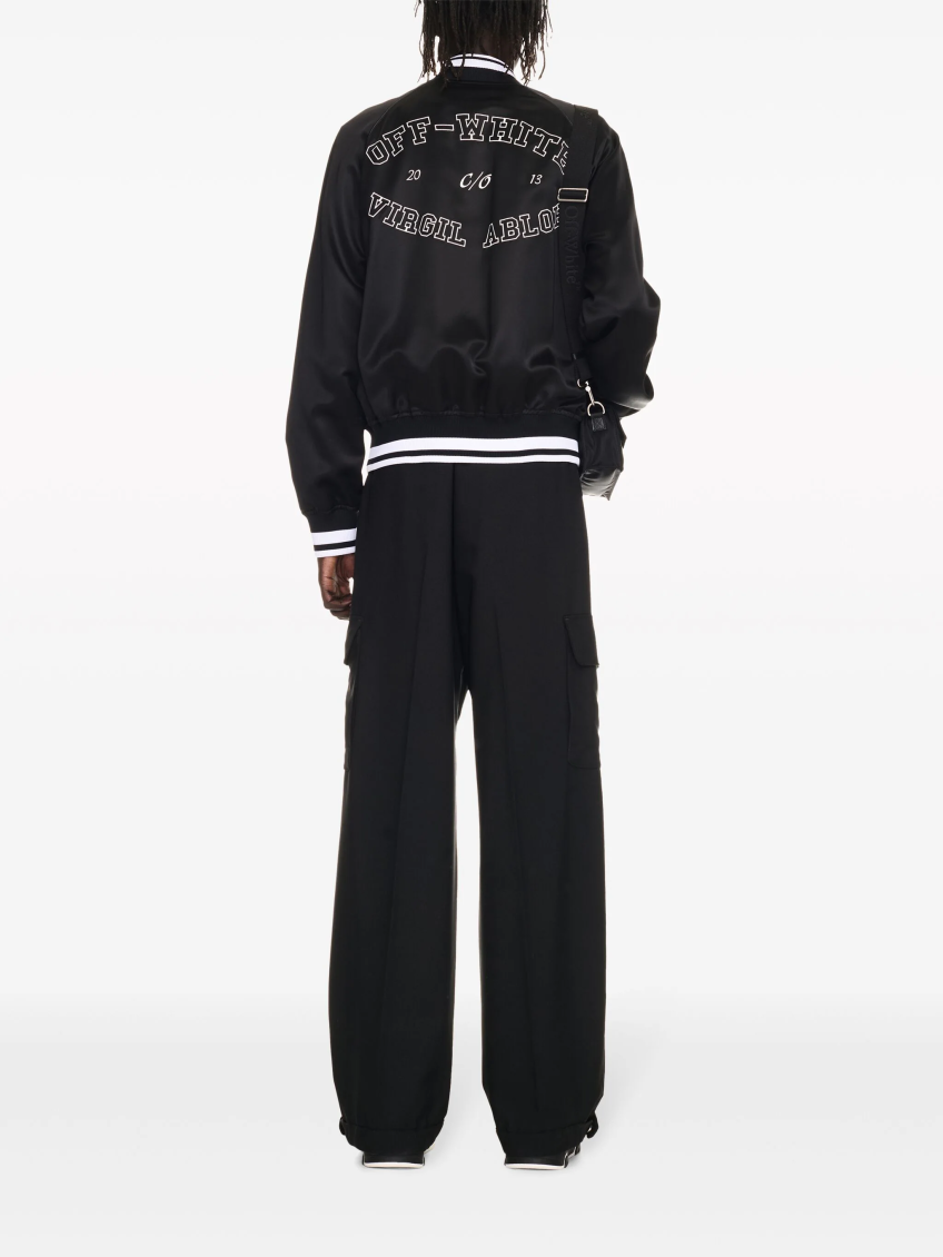 Black Embroidered Logo Bomber Jacket 4
