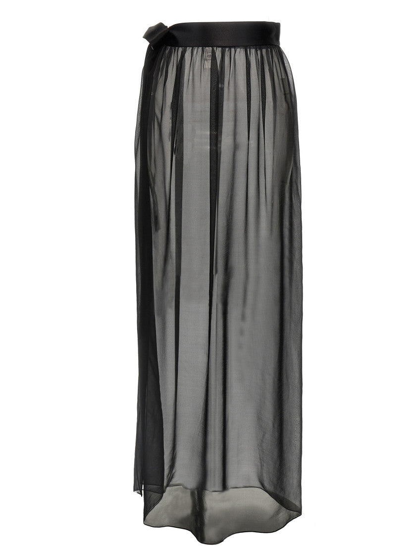 Black Chiffon long skirt 1