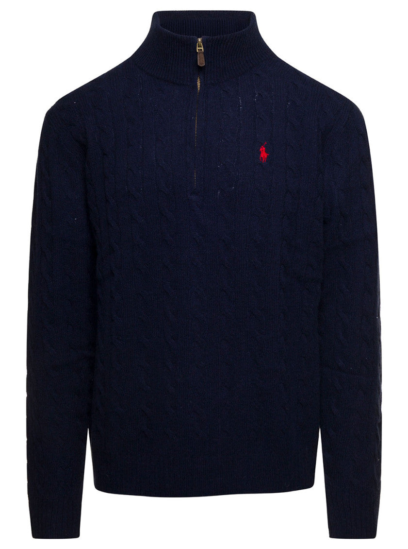 Navy Blue Logo Knitted Sweater 1