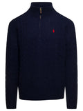 Navy Blue Logo Knitted Sweater 1