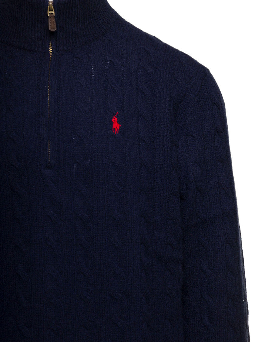 Navy Blue Logo Knitted Sweater 3