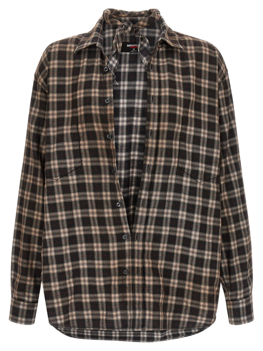 Grey Brown Check Shirt 1
