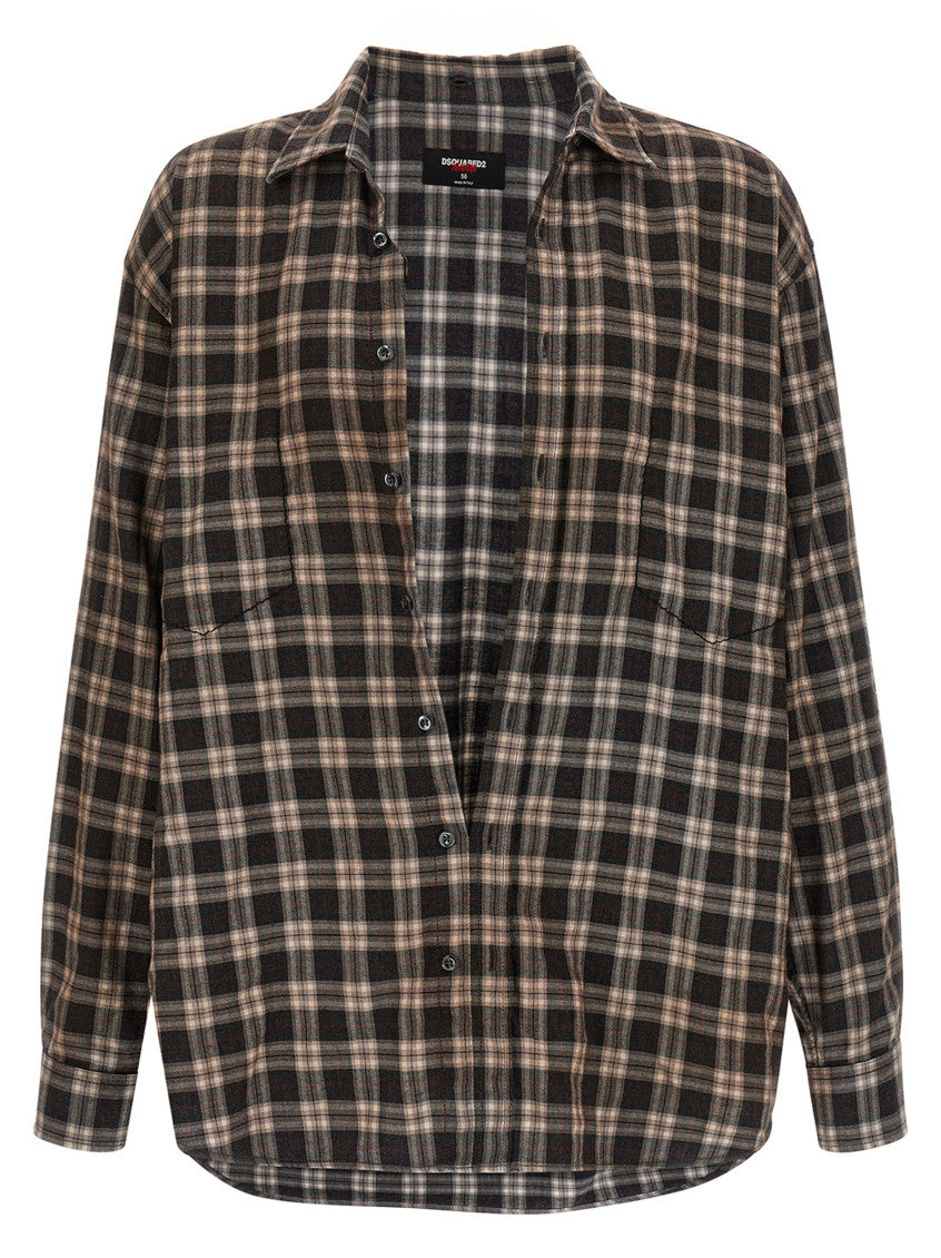 Grey Brown Check Shirt 2