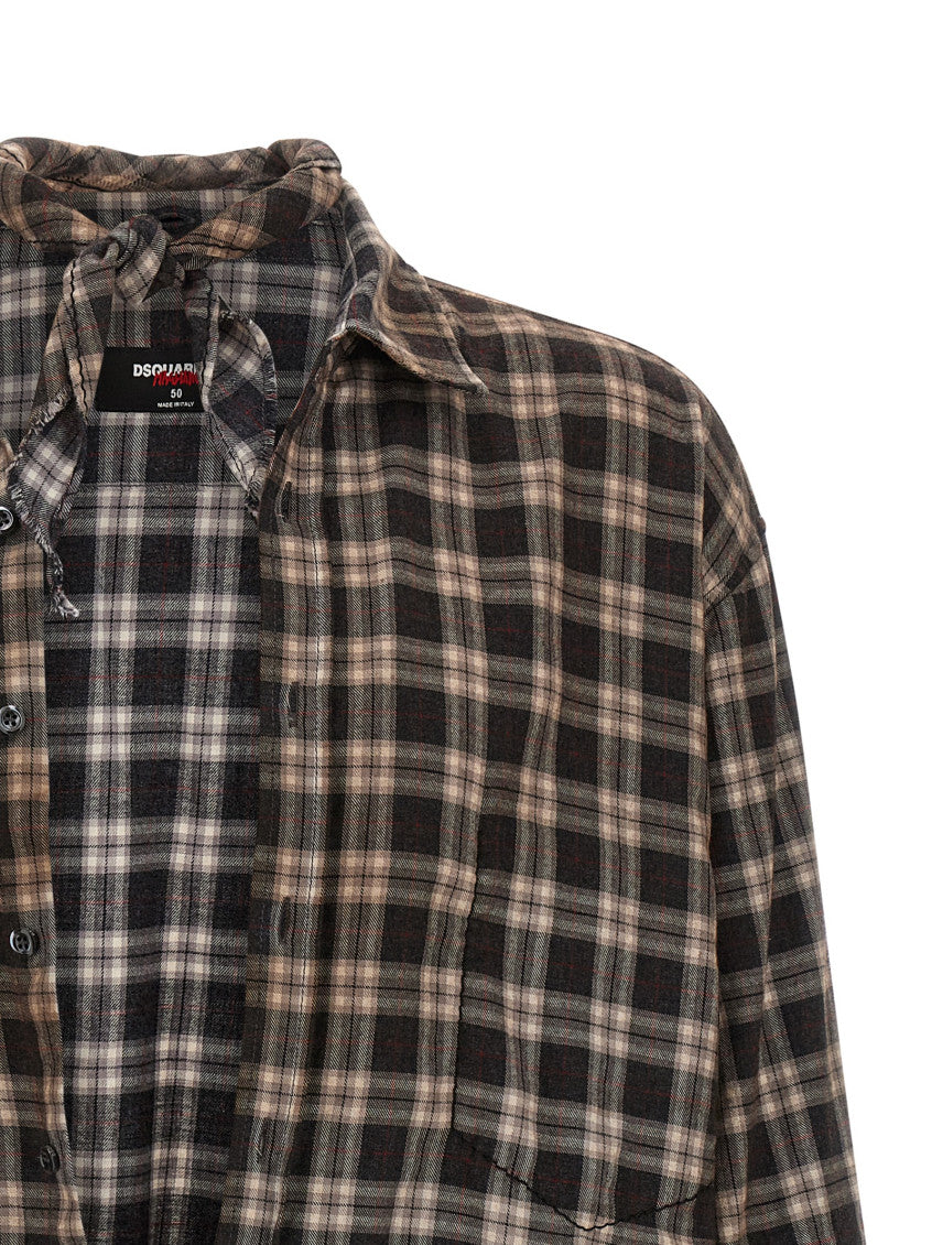 Grey Brown Check Shirt 4