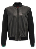 Black Bimaterial bomber jacket 1