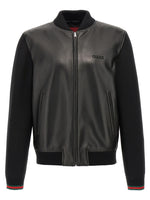 Black Bimaterial bomber jacket 1