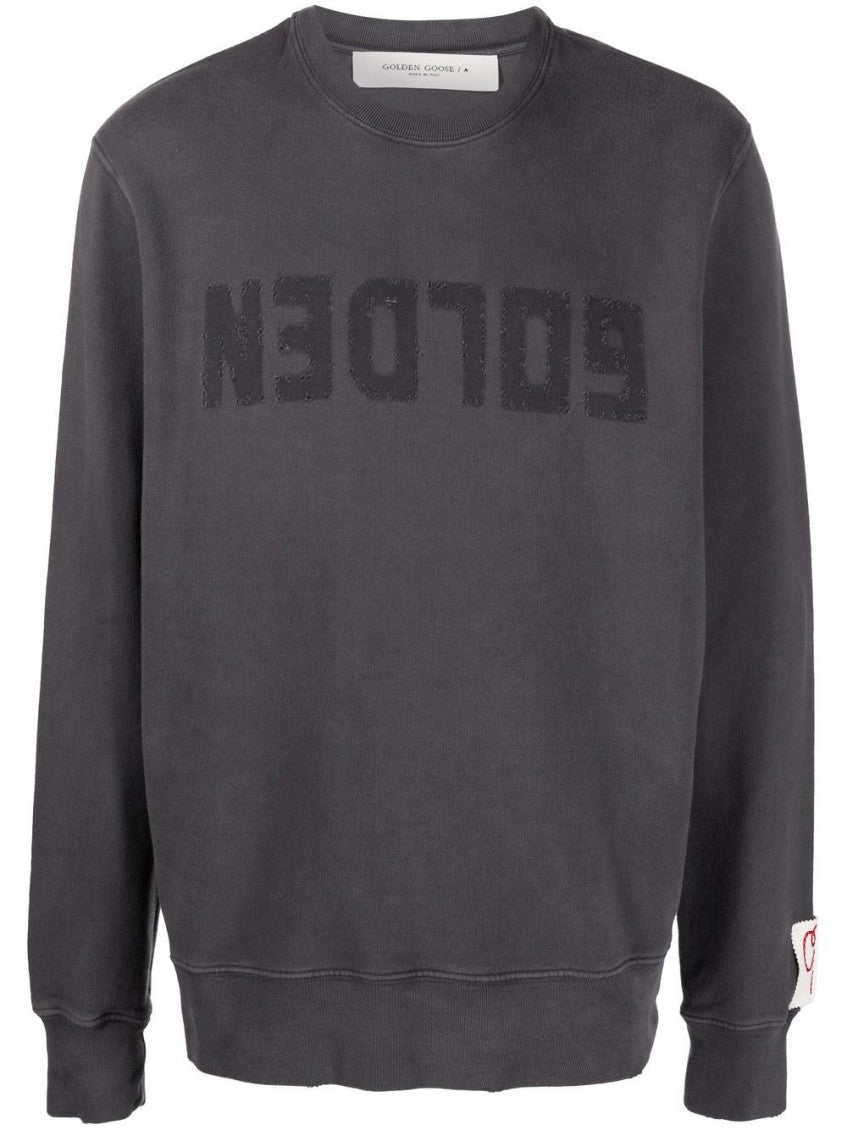 Grey Crewneck Distressed Sweatshirt 1