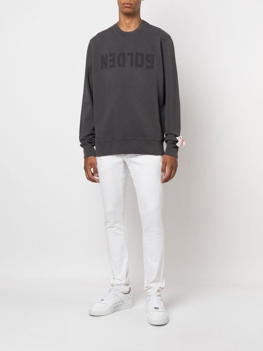 Grey Crewneck Distressed Sweatshirt 5
