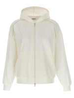 White Cotton zipped hoodie 1