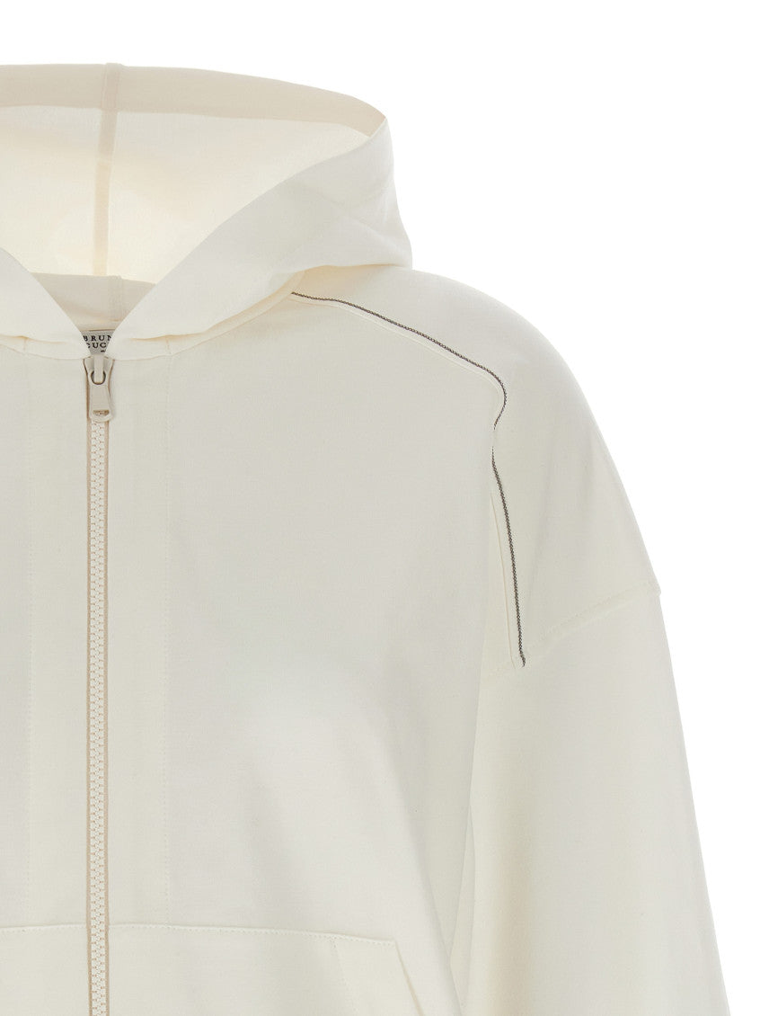 White Cotton zipped hoodie 3