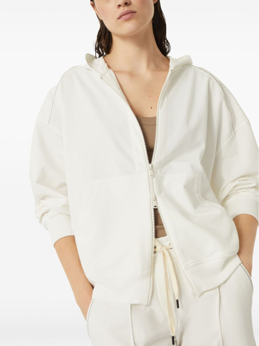 White Cotton zipped hoodie 5