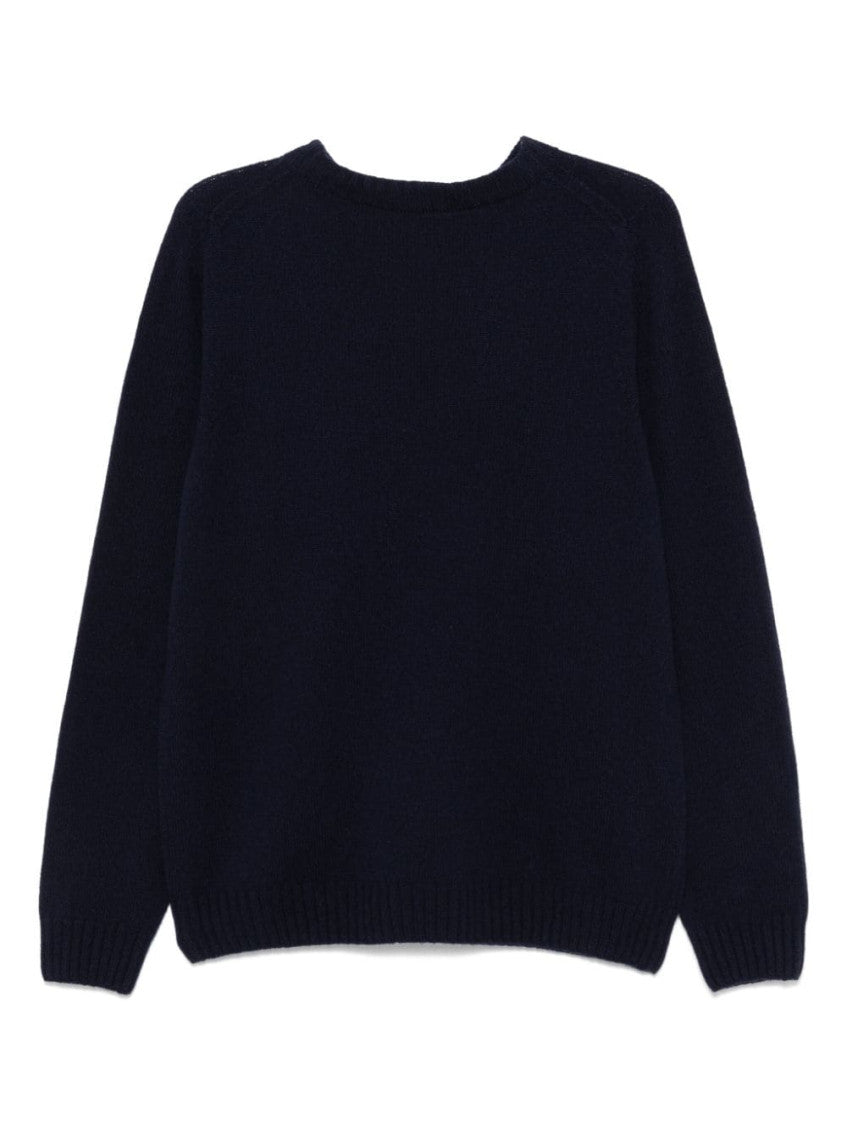 Navy Blue Crewneck Wool Sweater 2