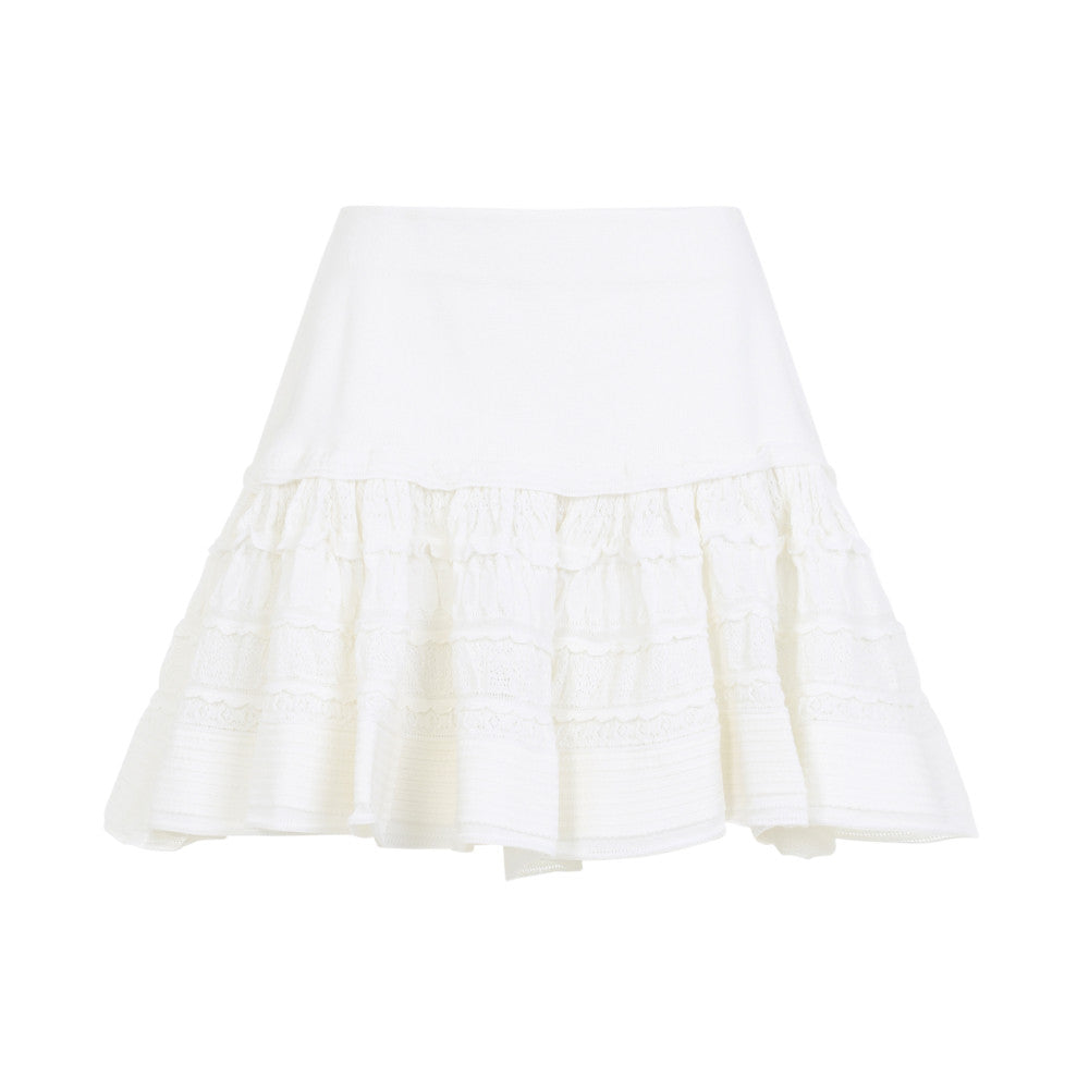 White Wool Mini Skirt 1