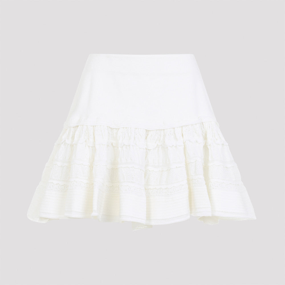 White Wool Mini Skirt 3
