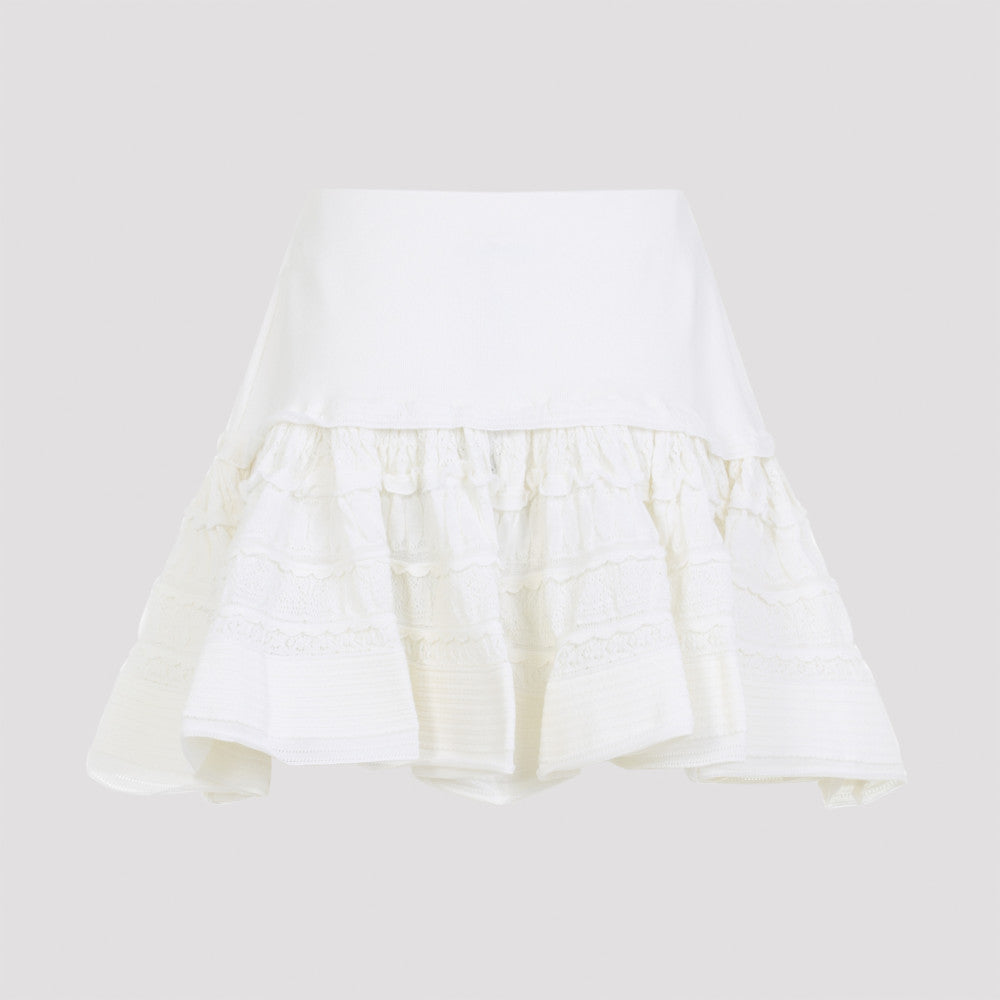 White Wool Mini Skirt 4