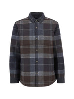 Brown Grey Check Fleece Overshirt 1