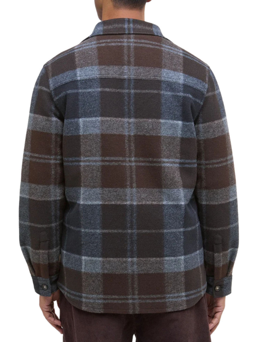 Brown Grey Check Fleece Overshirt 2