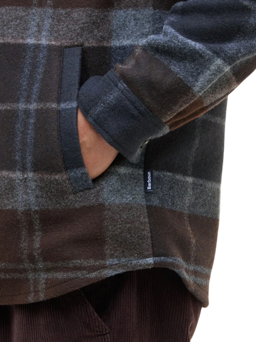 Brown Grey Check Fleece Overshirt 3