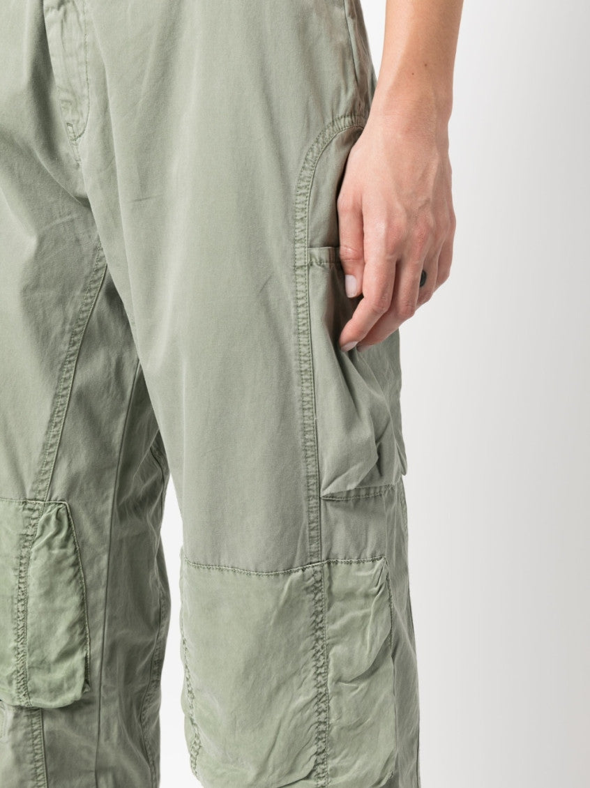 Green Olive Cotton Cargo Trousers 2