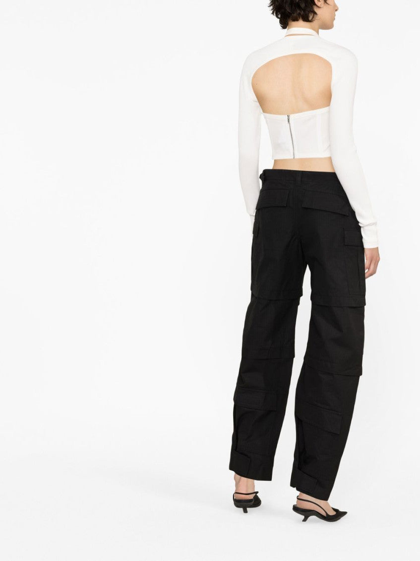 Black Cotton Cargo Trousers 2