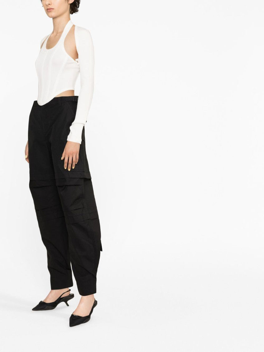 Black Cotton Cargo Trousers 4