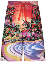 Multicolor Multicolor Graphic Print Shorts 1