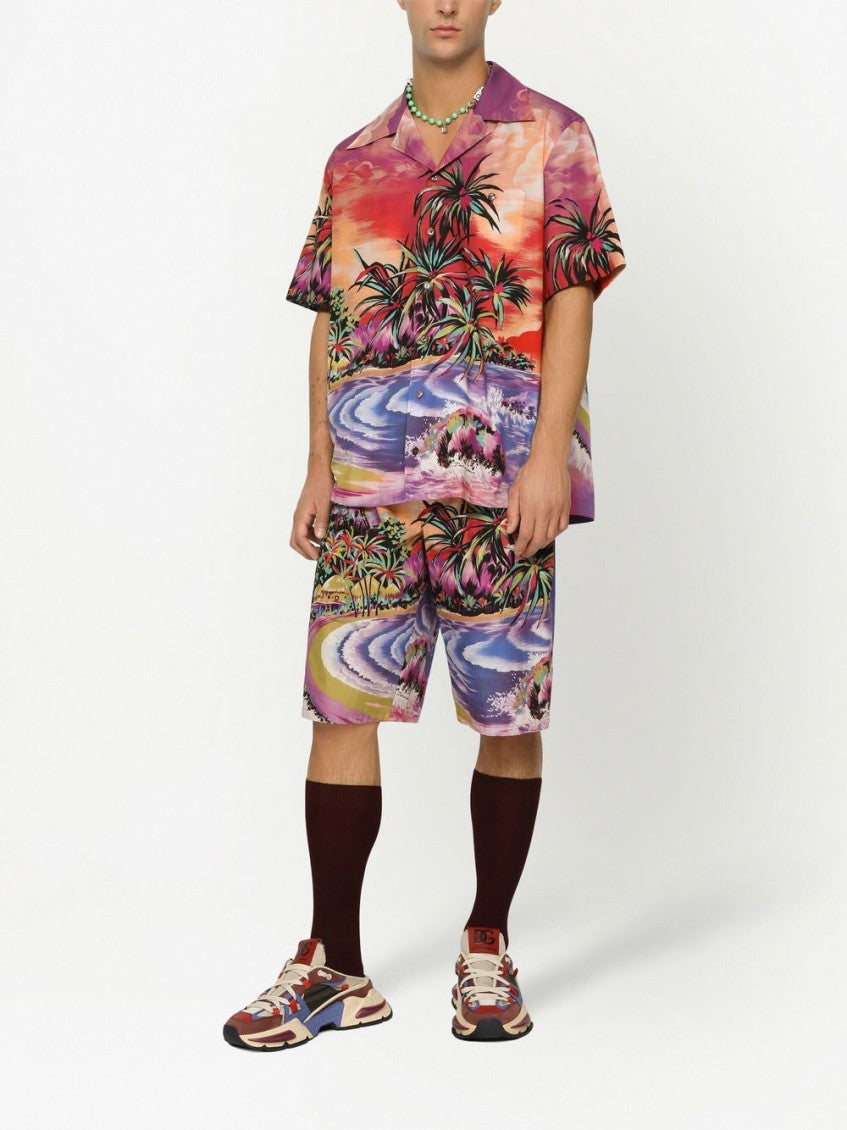 Multicolor Multicolor Graphic Print Shorts 2