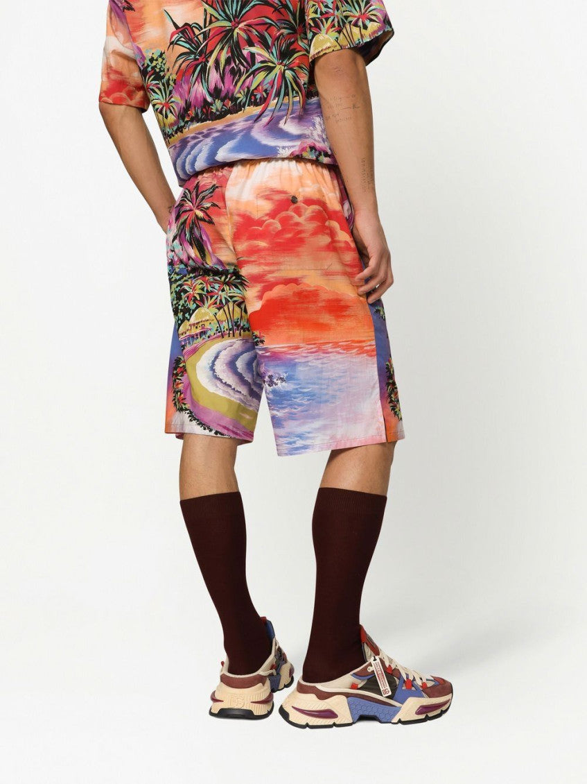 Multicolor Multicolor Graphic Print Shorts 3