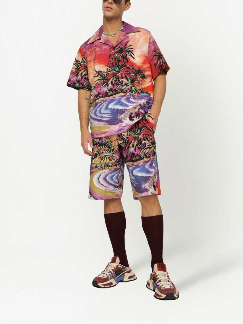 Multicolor Multicolor Graphic Print Shorts 4