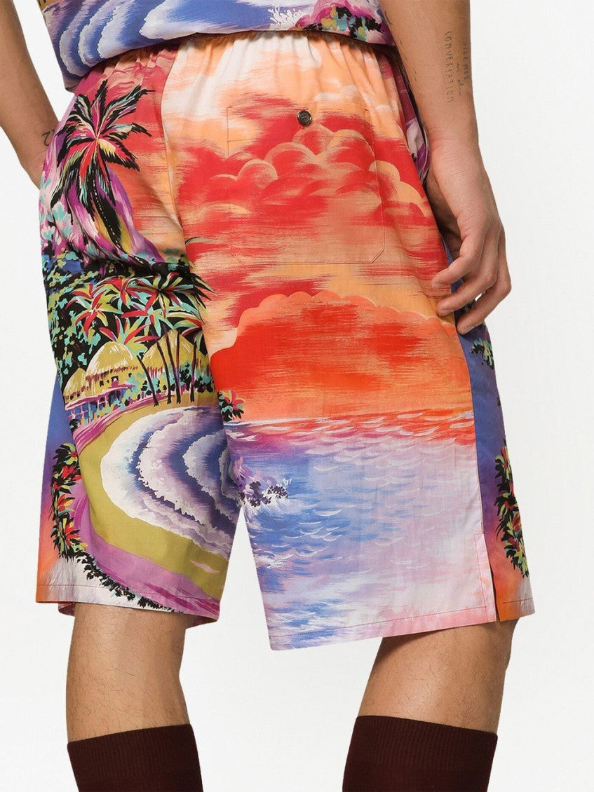 Multicolor Multicolor Graphic Print Shorts 5