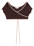 Brown Contrasting Border Bikini Top 1