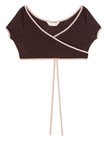 Brown Contrasting Border Bikini Top 1
