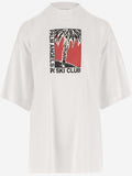 Beige White Graphic Print T-Shirts 1