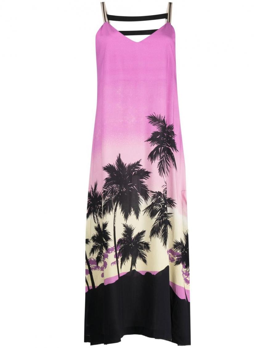 Pink Sunset Print Midi Dress 2