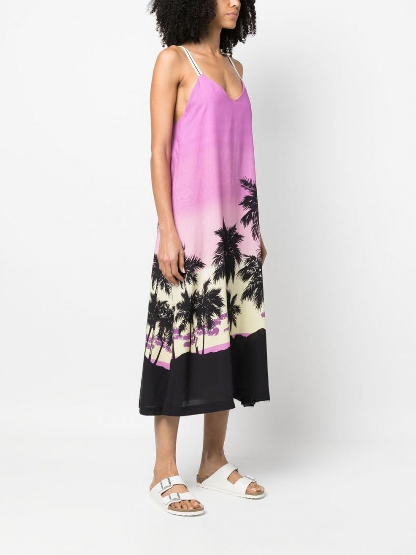 Pink Sunset Print Midi Dress 3