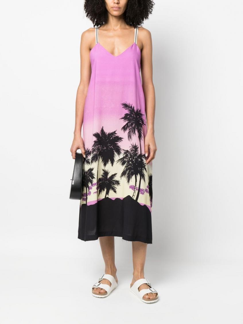 Pink Sunset Print Midi Dress 4