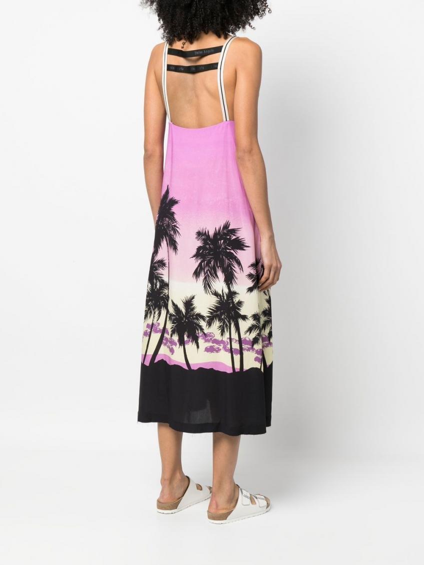 Pink Sunset Print Midi Dress 5