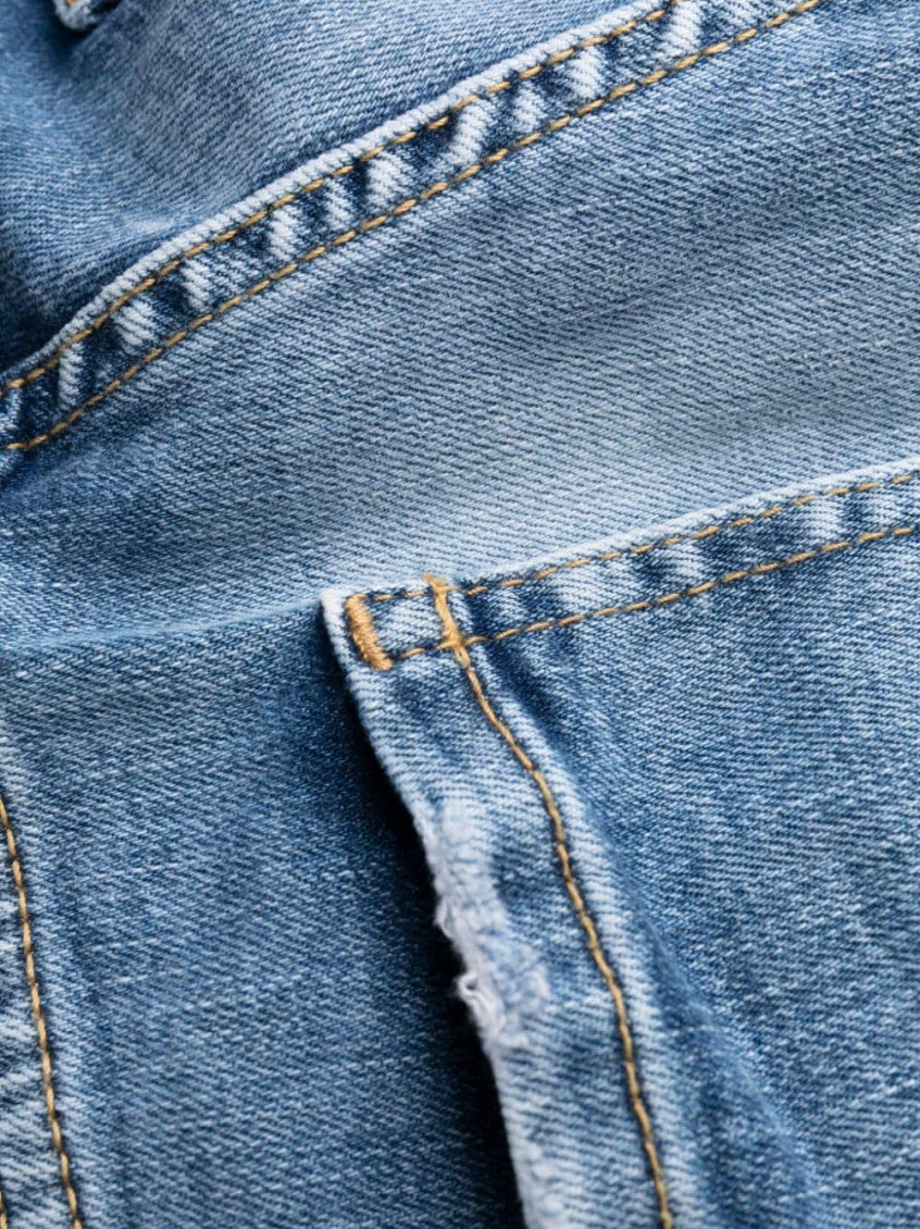 Blue Light Blue Distressed Straight-leg Jeans 5
