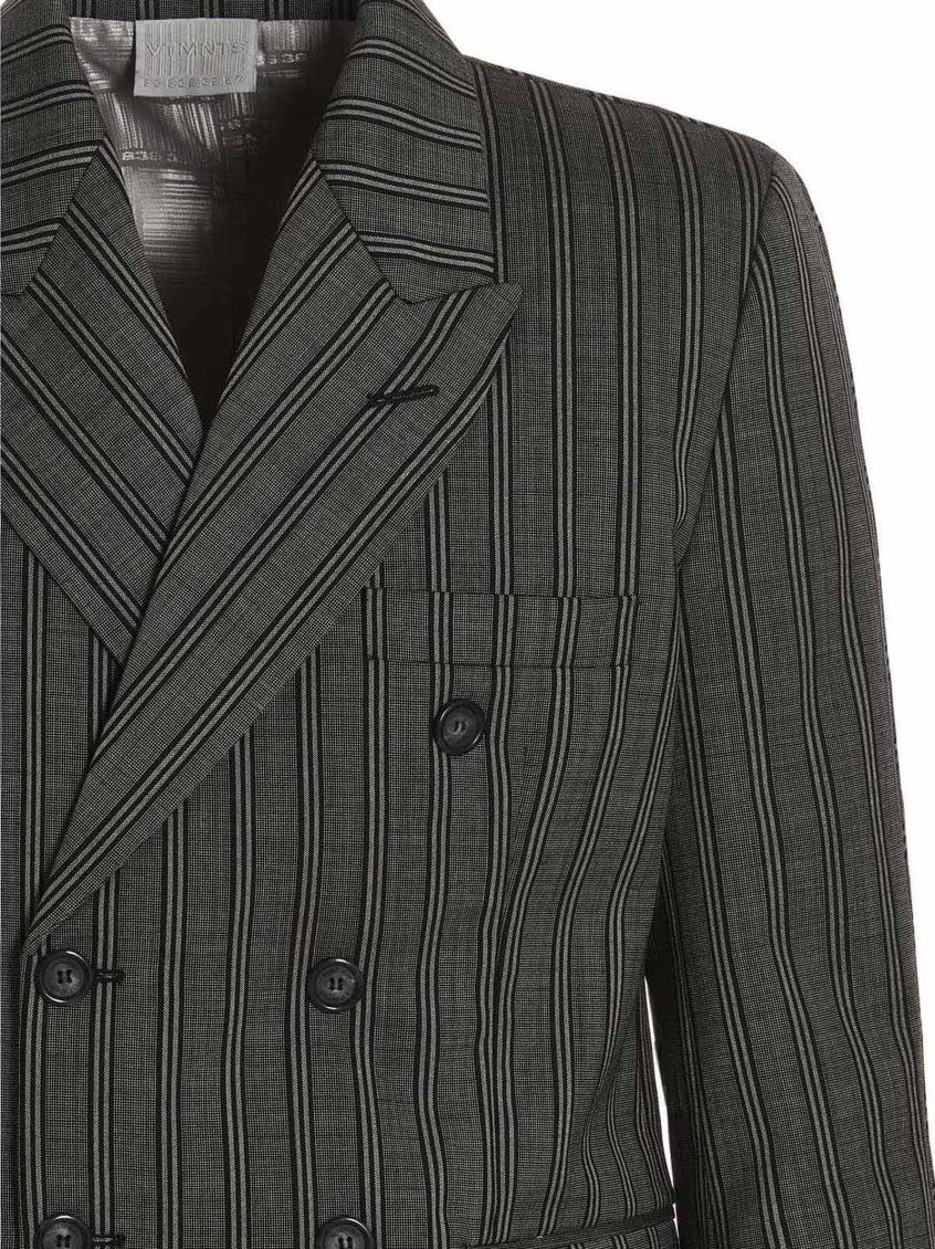 Black Tonal Double Breasted Blazer 4