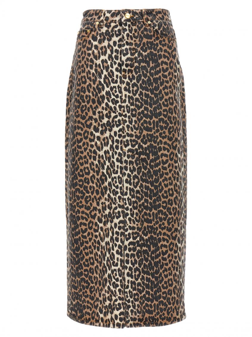 Leopard Print Organic Cotton Midi Skirt 1
