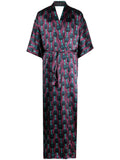 Multicolor Printed Silk Kimono Dress 1