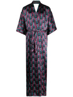 Multicolor Printed Silk Kimono Dress 1