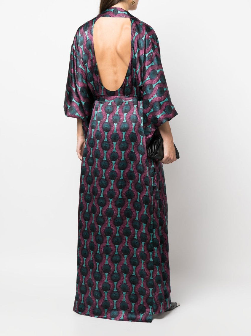 Multicolor Printed Silk Kimono Dress 2