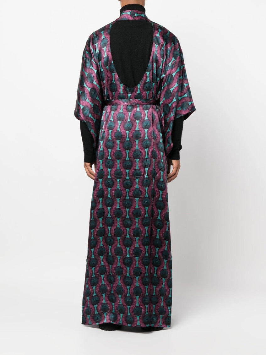 Multicolor Printed Silk Kimono Dress 3