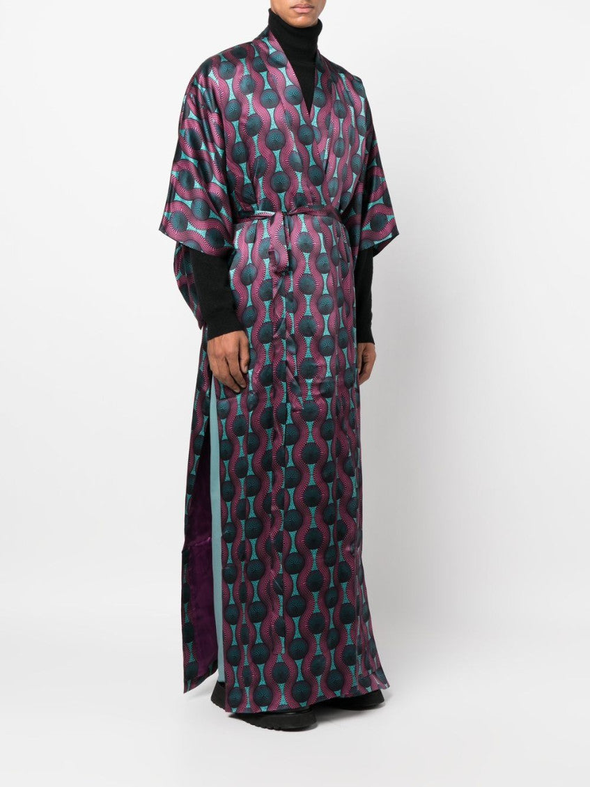 Multicolor Printed Silk Kimono Dress 5