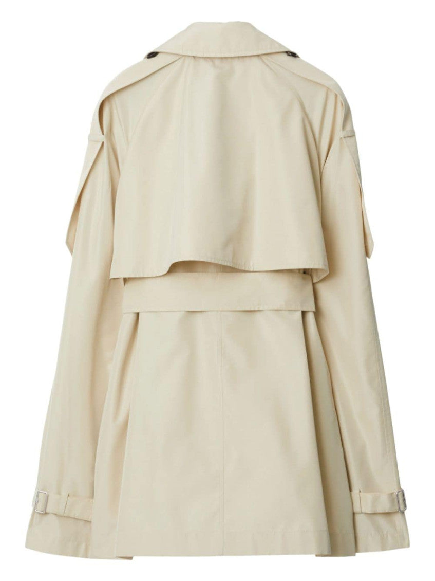 White Notched Lapel Double-breasted Trench Coat 2