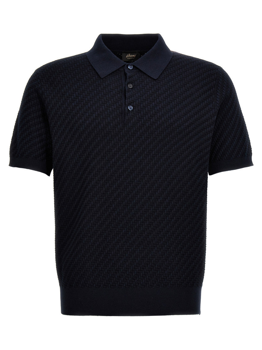 Blue Woven Knit Polo 1