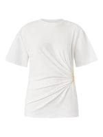 White Crew Neck Draping T-shirt 1