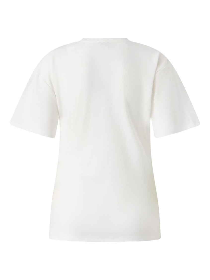 White Crew Neck Draping T-shirt 2